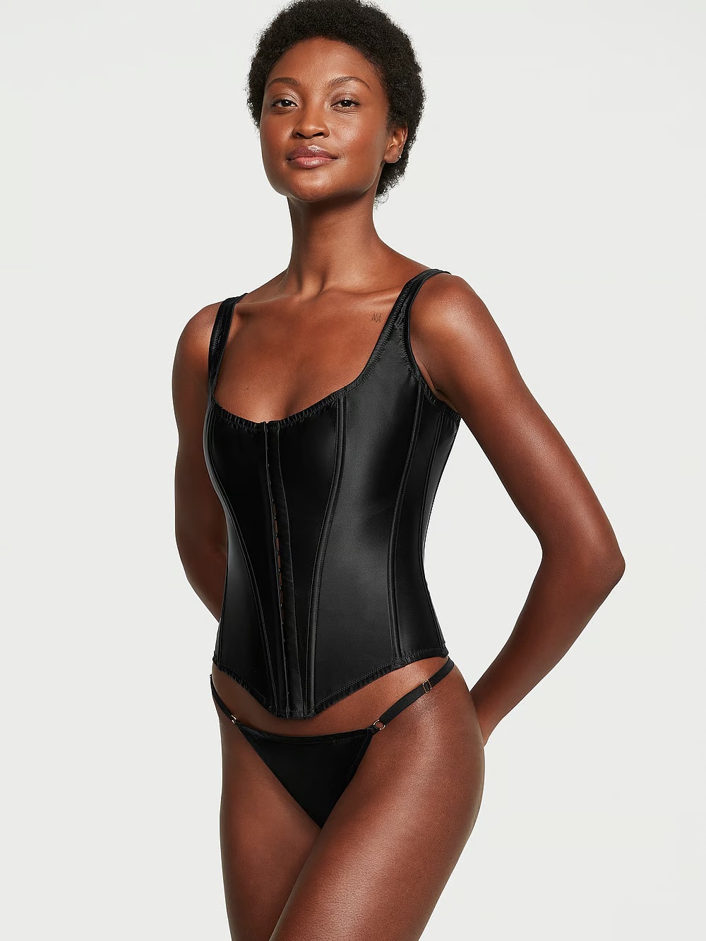 Victoria’s Secret Classic Silk Corset Set in Black